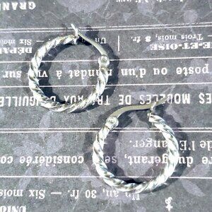 Silver Surgical Stainless Steel Round Twisted 20mm Minimalist Hoop Earrings